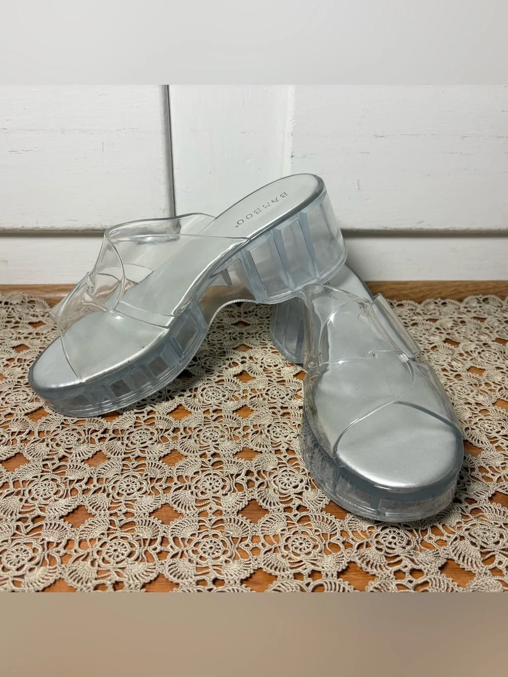 Bamboo Clear Jelly Women’s Platform Slide Sandals